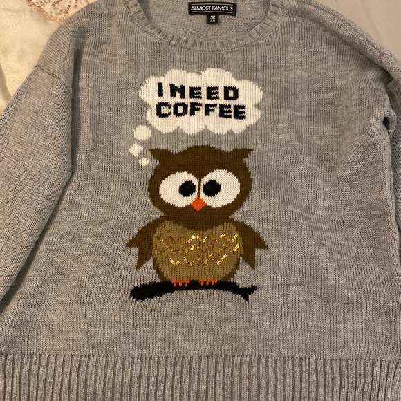 I Need coffee owl sweater - Picture 1 of 3